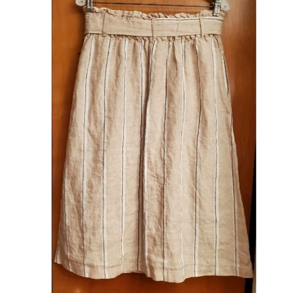 Rachel Zoe Natural Striped Linen Midi Skirt - Picture 4 of 5